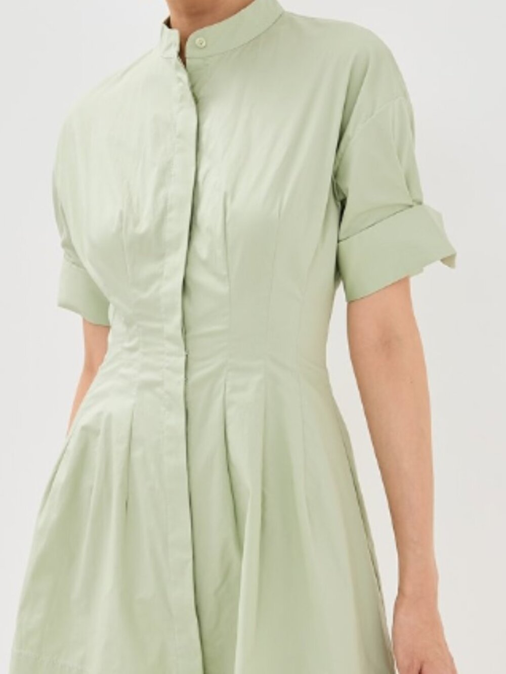 STAUD Mini Lorenza Dress Green Cotton XS Boho Casual Summer Dress